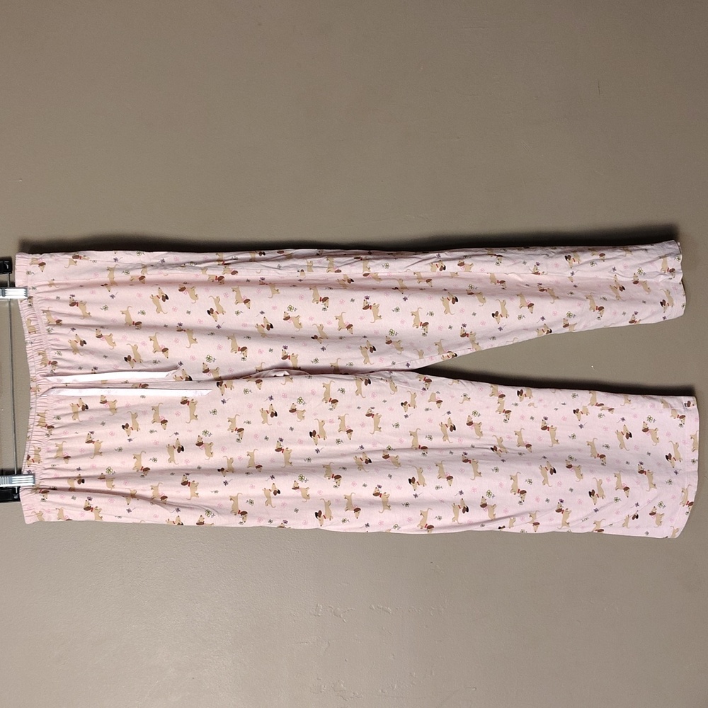 Croft & Barrow Pink Pajama Pants W Dachshund Dogs W Flowers Size L